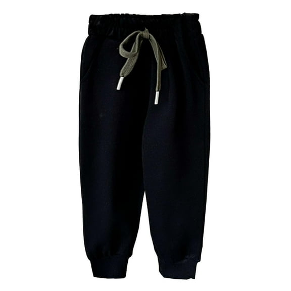 CPNG Toddler Boys Girls Cotton Solid Color Drawstring Active Sweatpants Sport Plain Jogger with Pocket Bottoms Pants Casual Long Trousers