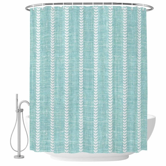66x72 Inch Shower Curtains for Bathroom, Modern Minimalist Art Fabric Bath Curtain Decor, Bohemia Vertical Lines Green Waterproof Restroom Curtains Shower Set Accessories with 12 Hooks 66 Inch