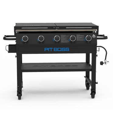 Pit Boss Deluxe 5-Burner Propane Griddle with Folding Side Shelves