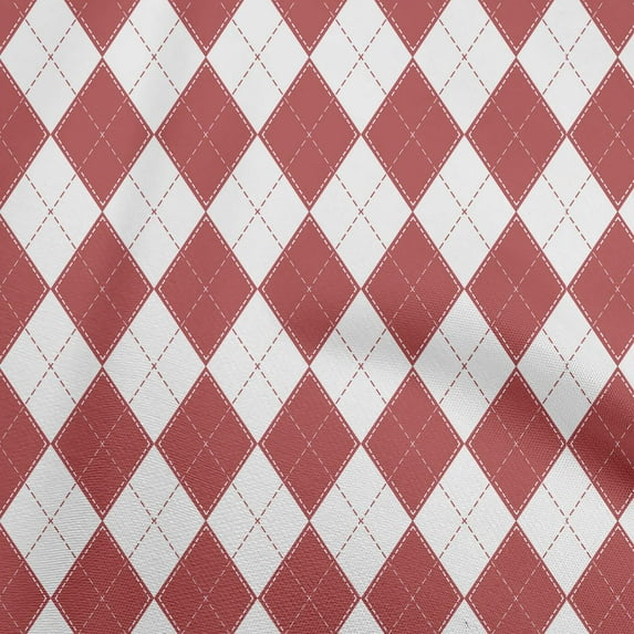 oneOone Rayon Maroon Fabric Check Argyle Quilting Supplies Print Sewing Fabric By The Yard 56 Inch Wide
