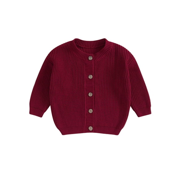 Wassery Baby Girls Knitted Cardigan Sweater 3M 6M 12M 18M Toddler Girls Long Sleeve Button Closure Knitted Tops Casual Warm Autumn Winter Clothes for Infant Girls