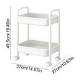 thumbnail image 3 of 2-Tier Rolling Cart with Wheels | Plastic Storage Cart with Locking Casters & Handle | Multicolor Utility Cart for Kitchen Office Bedroom | 49.5x37x27cm, 3 of 6