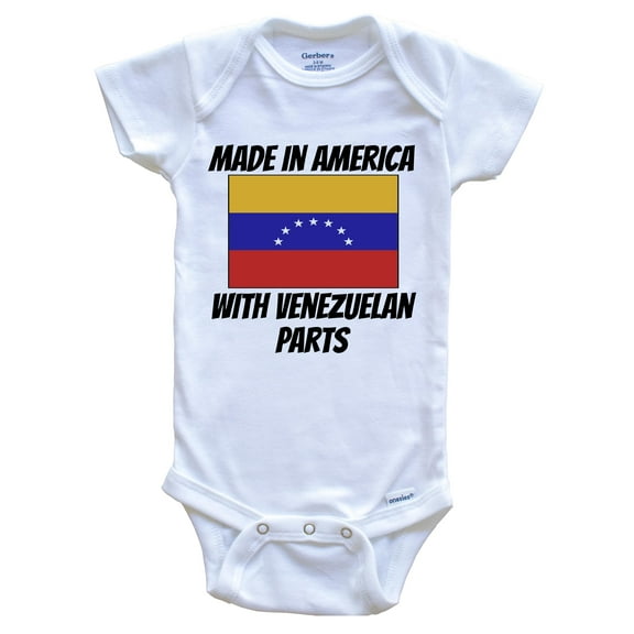Made In America With Venezuelan Parts Venezuela Flag Funny Baby Bodysuit - Cute One Piece Baby Bodysuit, 0-3 Months White