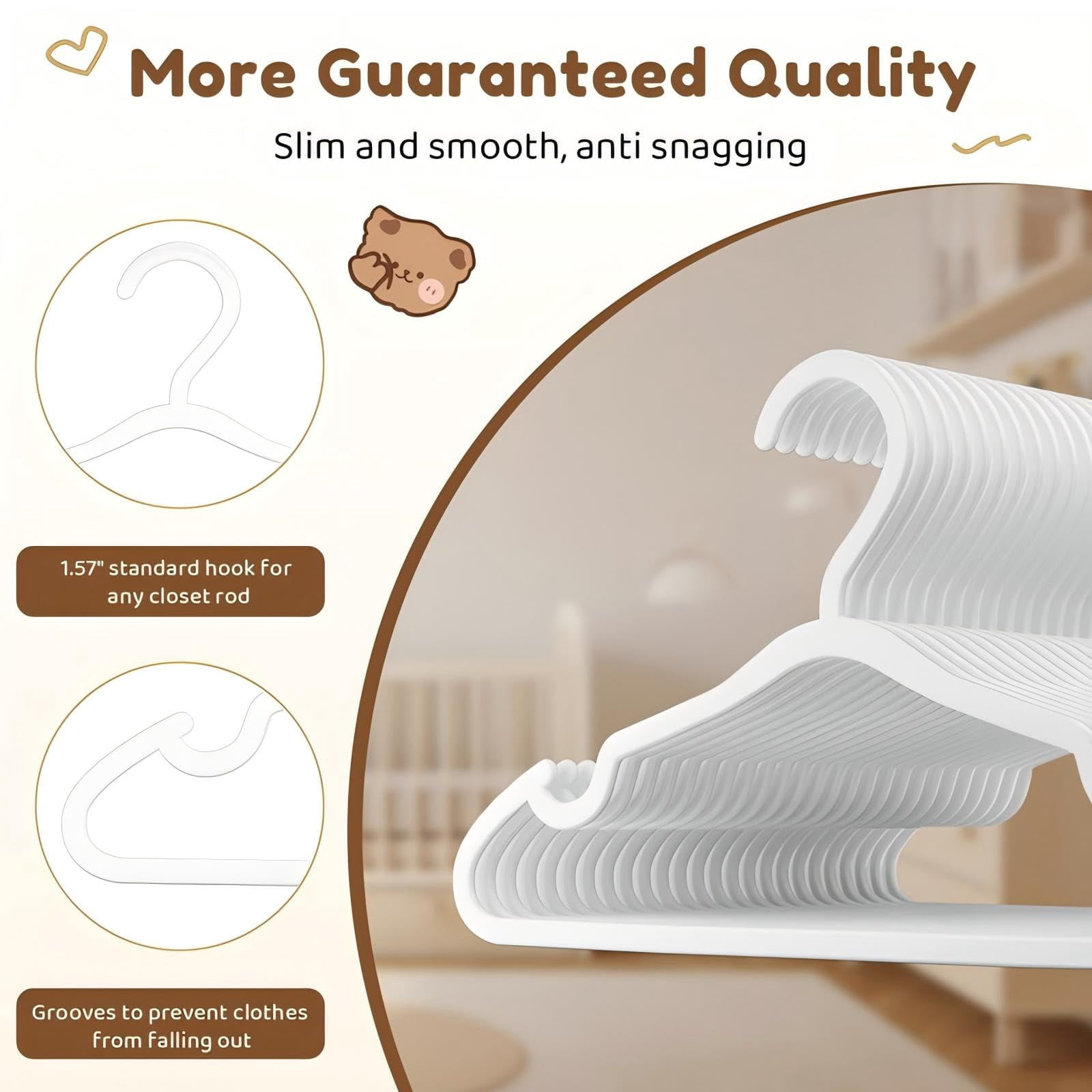 Plastic Clothes Hangers 100 Pack White For Children's Clothing
