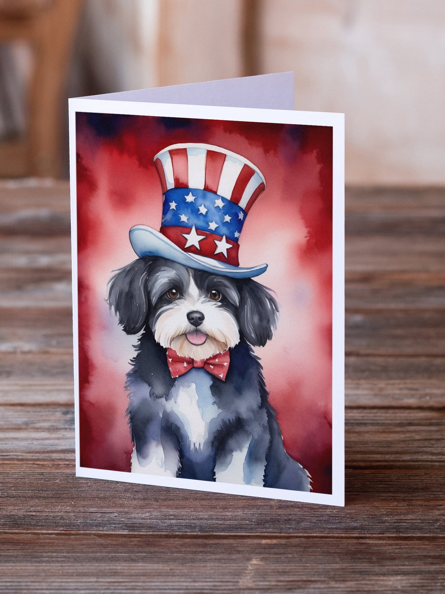 Havanese Patriotic American Greeting Cards Pack of 8 7 in x 5 in