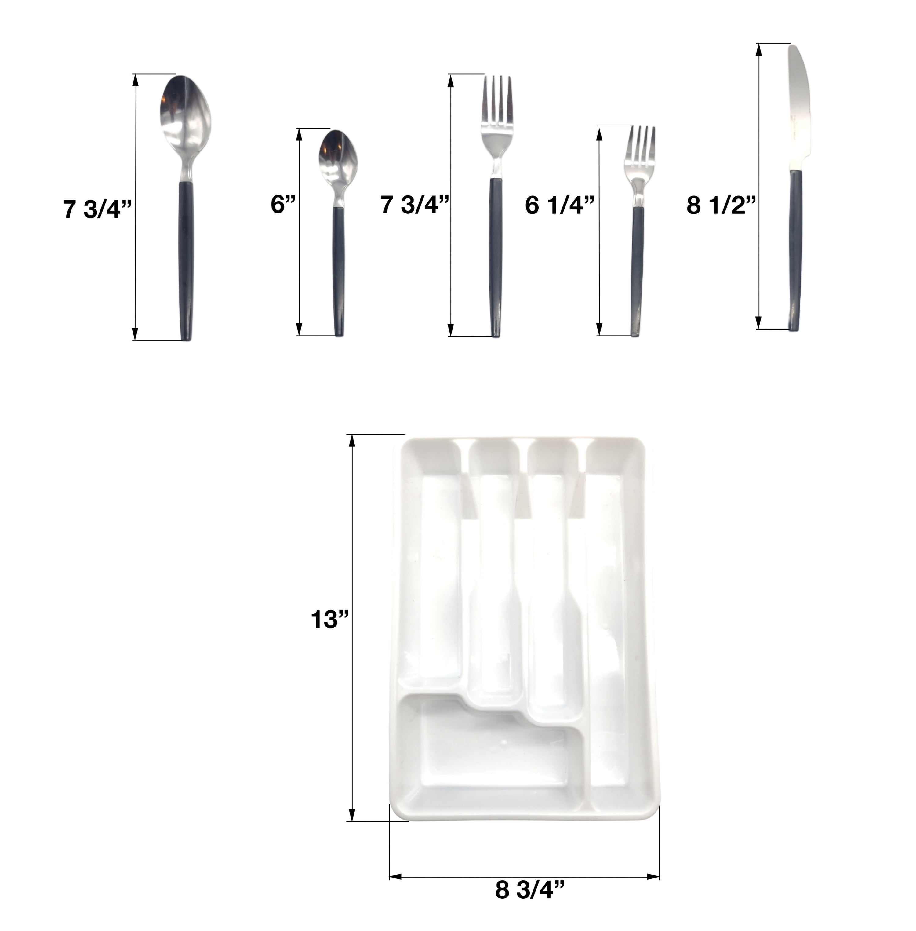 Mainstays 49 Piece Stainless Steel and Plastic Flatware Set with Tray, Blue Cove, Service for 8