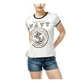 thumbnail image 2 of Mighty Fine Womens Navy Ringer Graphic T-Shirt, White, Juniors, Small, 2 of 2