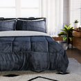 thumbnail image 3 of Homesmart Gray 3 Layer Quilted Microfiber Flannel Sherpa Reversible Comforter Set of 2 Shams Breathable Durable Ultra Soft Warm Cozy Winter Bedding Set Birthday Christmas Gifts, 3 of 7
