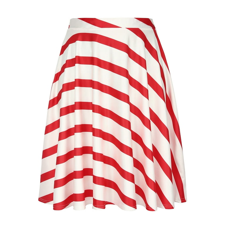 Plus size red outlet and white striped skirt