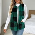 thumbnail image 5 of Yutgune Women's Plaid Sherpa Vest Open Front Sleeveless Fleece Jacket with Pockets Casual Fall Winter Outerwear, 5 of 10