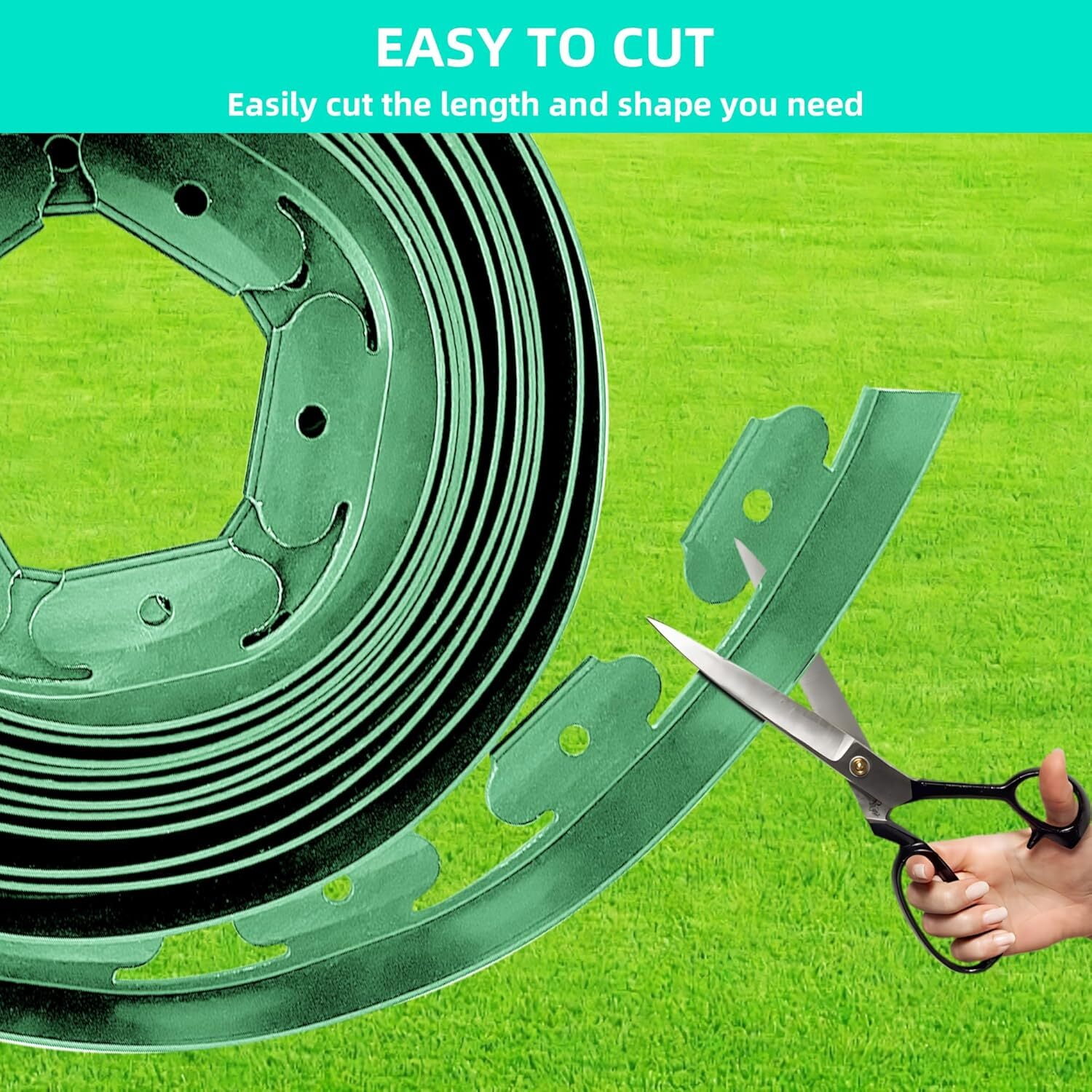 NefLaca Plastic Landscape Edging Kit, 2 inch x 33 Ft Garden Edging Border with Connectors, Hammer, Gloves and 30 Pcs Stakes for Garden Lawn Path Side-Green