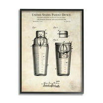 Stupell Industries Vintage Cocktail Drink Mixer Diagram Patent Text Framed Wall Art, 24 x 30, Design by Karl Hronek