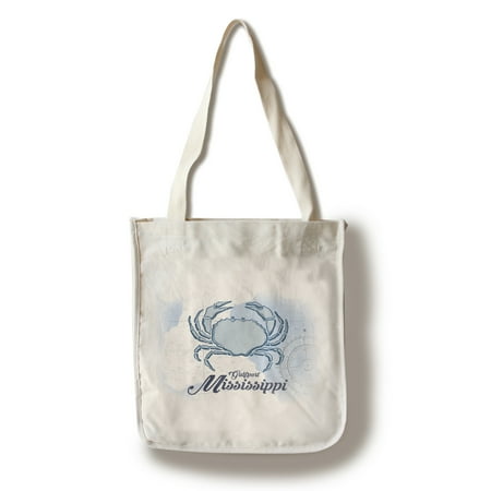 West Gulfport Mississippi Gulfport, Mississippi - Crab - Blue - Coastal Icon - Lantern Press Artwork (100% Cotton Tote Bag - Reusable) ()