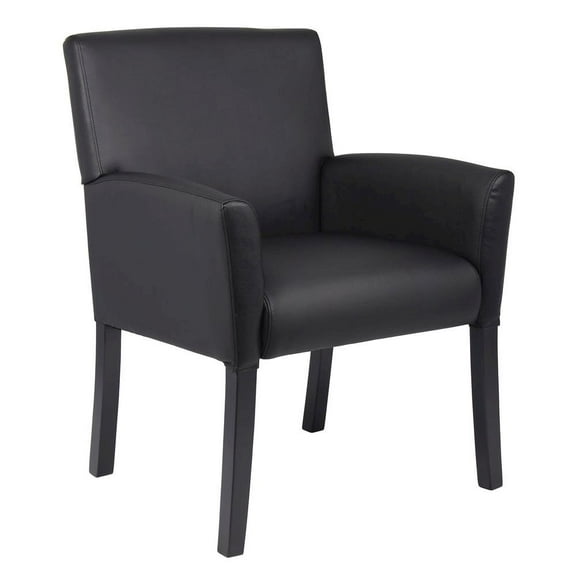 Starlight Canyon Home Black Reception Chair With Mahogany Base, Client Or Office Guest Seating