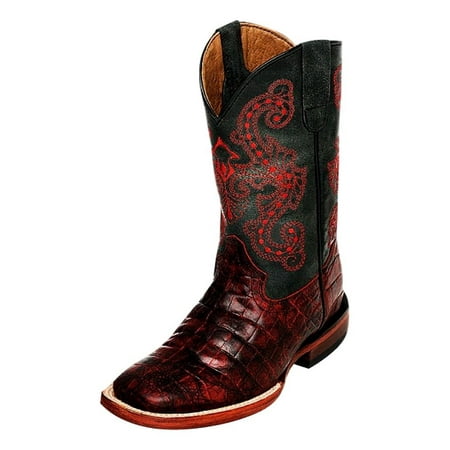 Ferrini - Ferrini Western Boots Boys Kids Caiman Print Black Cherry ...