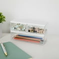 thumbnail image 3 of Martha Stewart Brody Clear Plastic Storage Organizer Bins with White Engineered Wood Lids for Home Office, Kitchen, or Bathroom, SM-x2/MED-x1, 3 of 10