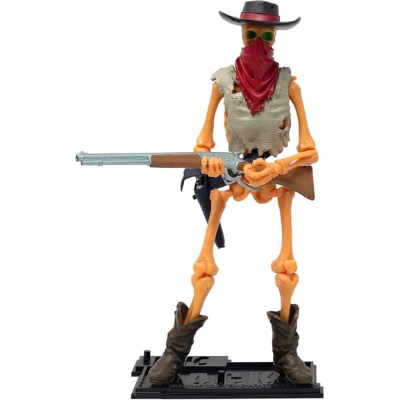 Boss Fight Studio Epic H.A.C.K.S. Outlaw Skeleton Action Figure – Highly Articulated Collectible Figurine & Accessories – Pistol, Shotgun, Rifle Sling, Rope, Alternate Hands & Head, and Stand – 1:12