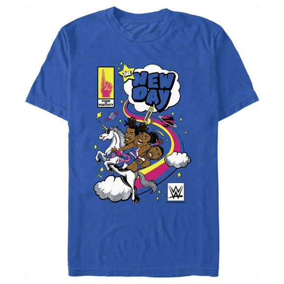 Men's WWE New Day Unicorn Comic Graphic Tee Royal Blue Small