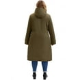 thumbnail image 4 of DARING DIVA Plus Size Hooded Long Drawstring Waist Zipper Jacket 1X Army Green, 4 of 4