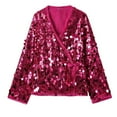 thumbnail image 3 of Kimono Jacket for Women Long Sleeve Sparkling Sequins V Neck Loose Casual Jackets Clubwear Outerwear, 3 of 5