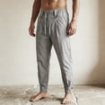 thumbnail image 3 of LIaqionyy Men's Pants Lightweight Drawstring Elastic Waist Straight Leg Casual Fashion Trousers with Pockets, 3 of 8