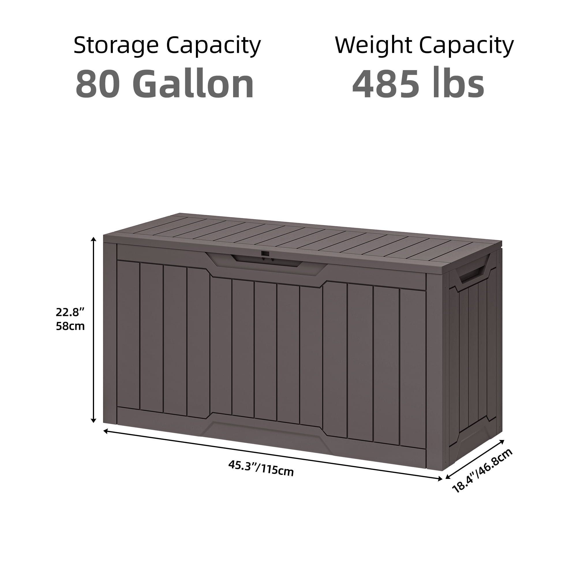 Uforic 80 Gallon Outdoor Resin Deck Box, Weather Resistant & Lockable Storage Container for Indoor Outdoor Patio, Garden, and Home Essentials,Dark Brown