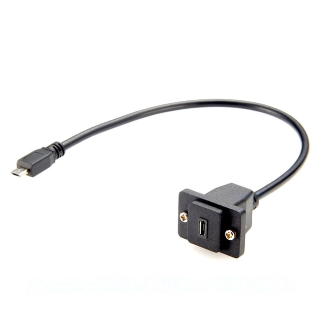 Generic Screw Panel Mount Micro USB Extension Cable Micro USB Male to Female Chassis Flange Feedthru Converter Cable for Raspberry Pi