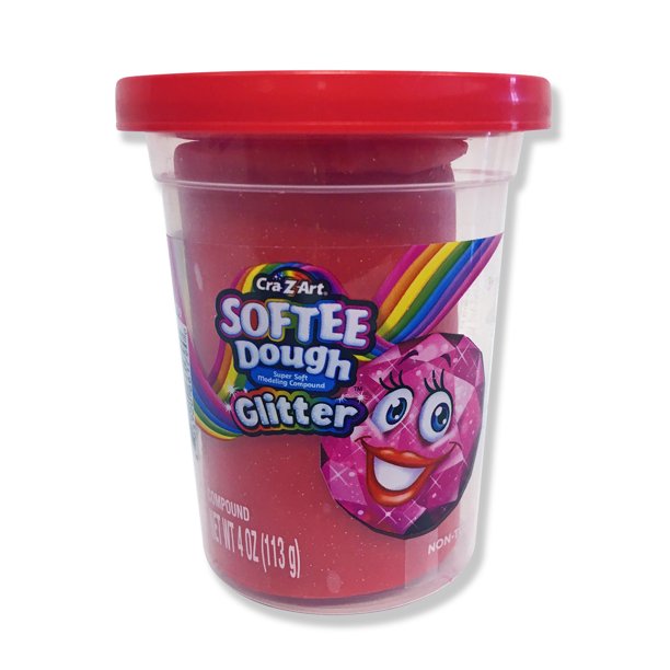 CraZArt Softee Dough Scent 4oz Can Red Glitter