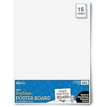 Royal Brites Dry Erase White Poster Board 22"x28”, Lightweight & Ideal for Classrooms, Offices, Arts & Crafts, Sign-In Sheet Board, Write On - Wipe Off, Reusable, Pack of 15
