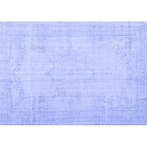 Ahgly Company Machine Washable Indoor Rectangle Persian Blue Traditional Area Rugs, 5' x 7'