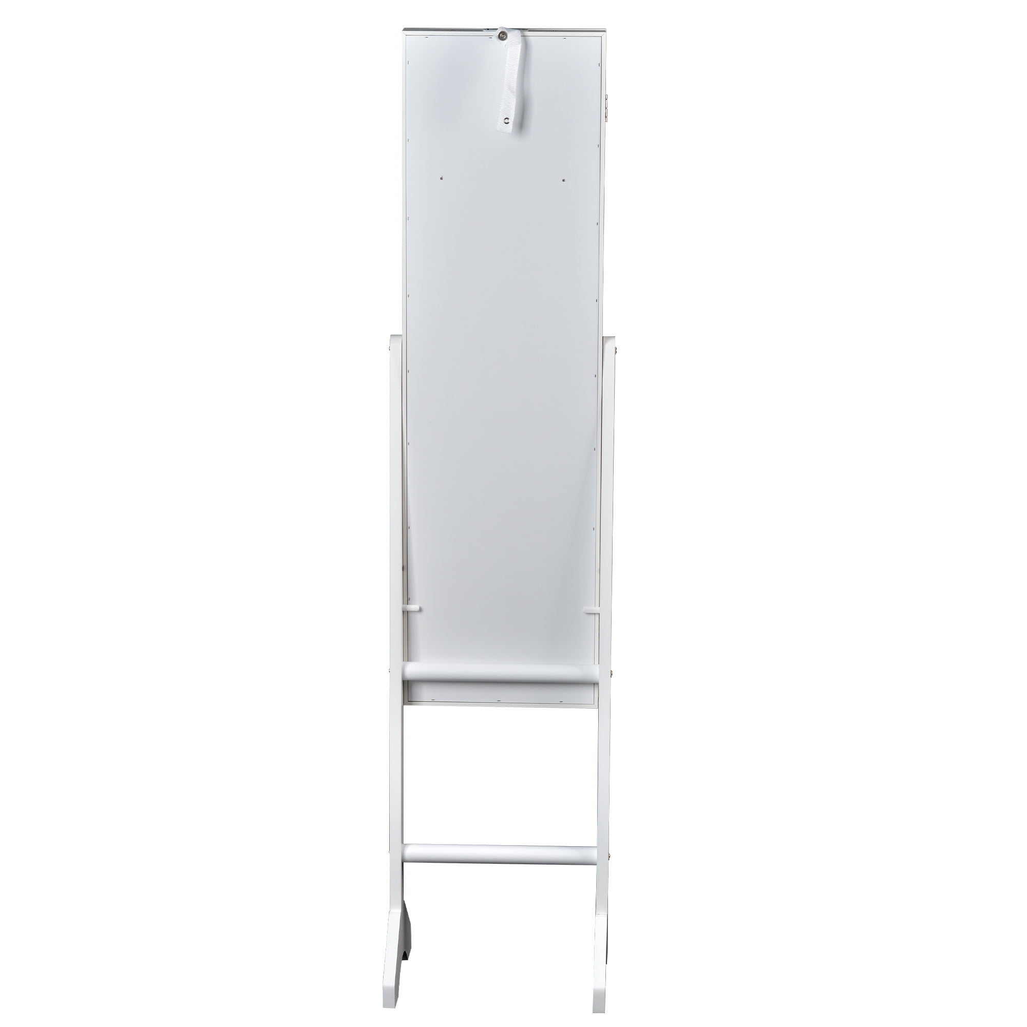 Resenkos Standing Mounted Jewelry Armoire with Full-Length Mirror, White Lockable Jewelry Organizer Cabinet