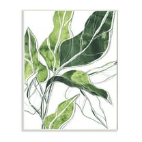 Stupell Industries Expressive Palm Linework Green Pop Detail Botanical & Floral Painting Unframed Art Print Wall Art, 10 x 15