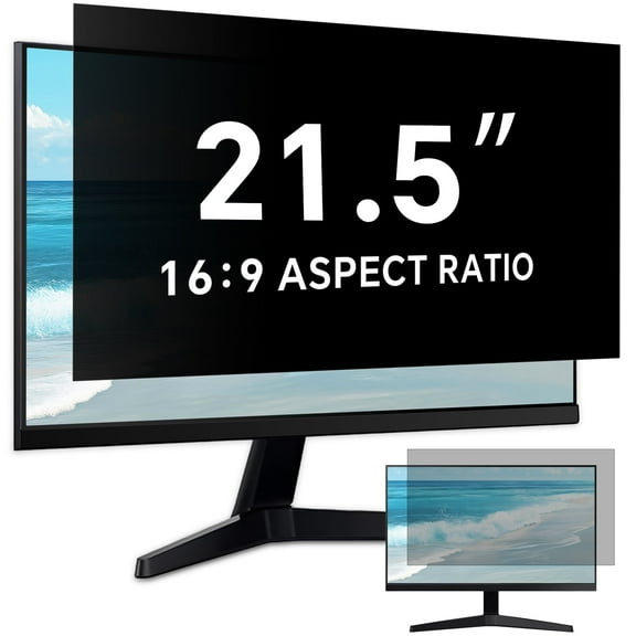21.5 Inch Privacy Screen for Computer Monitor 16:9 Aspect Ratio, Eye Protection Anti Blue Light Glare Shield, 21.5inch Removable Black Blackout Anti Spy Desktop Security Private Filter