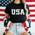 thumbnail image 6 of USA Block Letters T-Shirt, Vintage Patriotic Tee for Independence Day, 6 of 7