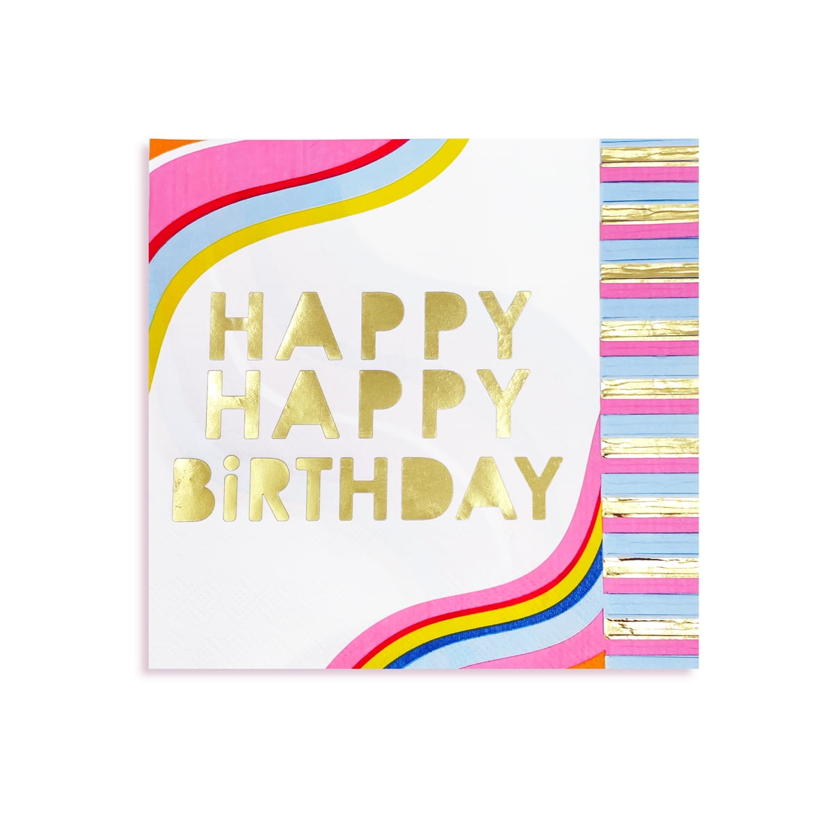 Packed Party 'Happy Happy Birthday' Disposable Fringe 3-Ply Lunch Napkin, 20ct.