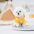 thumbnail image 3 of CBFFDC Pet Outfit White Flowers Decor Pet T shirt with Front Bowknot Ruffle Collar Spring Summer Puppy Tee Clothes, 3 of 7
