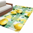 thumbnail image 2 of Lemon Washable Area Rugs 2.7'x5', Oil Painting Country Lemon Leaf Yellow Green Plaid Low Pile Throw Living Room Rug Non-Slip Sturdy Edge Binding Carpet for Indoor Entryway Bedside Kitchen, 2 of 9