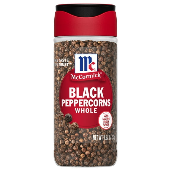 McCormick Non-GMO Kosher Whole Black Pepper, 1.87 oz Bottle