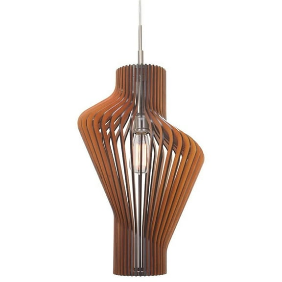 Woodbridge Lighting Escher Canopy Wood Mini-Pendant in Brass/Cherry