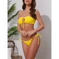 thumbnail image 2 of DARING DIVA Women's O Ring Ruched Bandeau Ribbed Bikini Set X-Large Yellow, 2 of 6