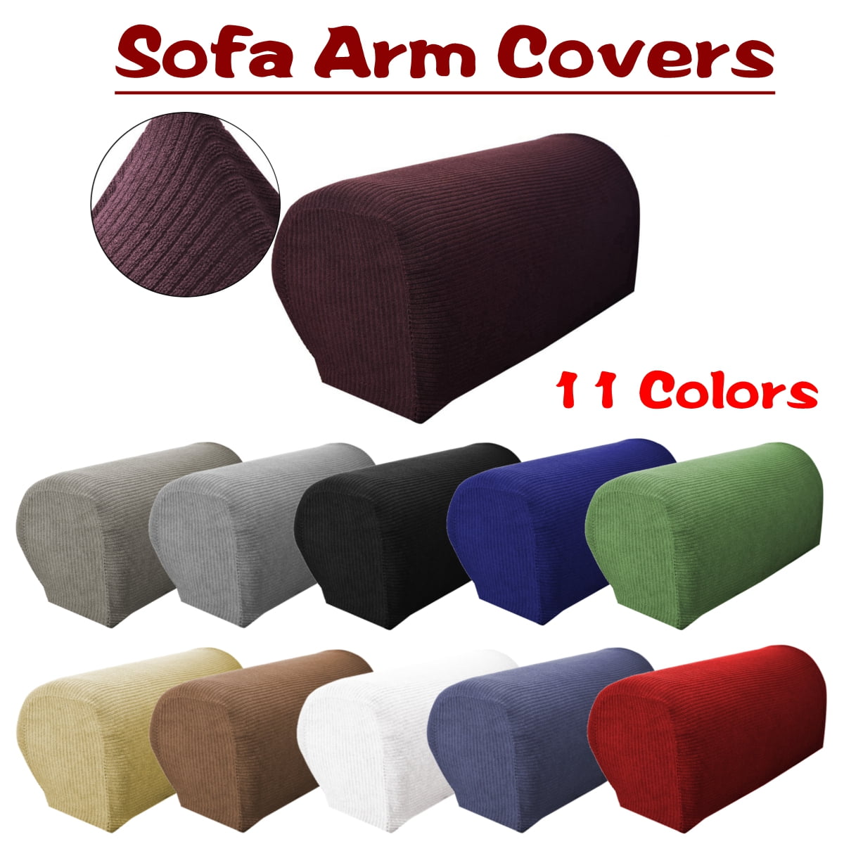 2PCS Premium Armrest Covers Sofa Couch Chair Arm Protectors Stretchy