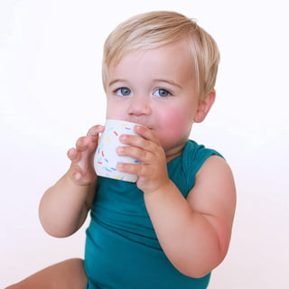 Sperric Baby Cups Silicone Toddler Open Training Cups 3 Months+ (3 oz) (Sunrise / Cool Gray)