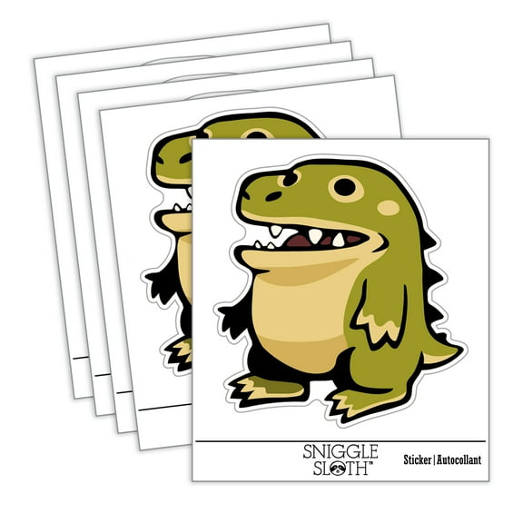 Silly Cartoon Dinosaur Car Window Bumper Water Bottle Phone Tablet Laptop Waterproof Vinyl Decal Sticker Set 5-Pack - Gloss Finish - 2.0"