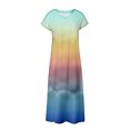 thumbnail image 4 of Sun Dresses For Women 2023 Casual Regular V Neck Short Sleeved Color Tie Dye Color Matching Long Slit Midi Dresses For Women Formal Flowy, 4 of 4