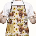 thumbnail image 2 of Beige Highland Cow Sunflower Pattern Apron-Garden Aprons for Women with Pockets-Cotton Linen Waterproof Kitchen Cooking Gardening Aprons Adjustable for Kitchen,Cooking,BBQ and Salon 33x27 Inch, 2 of 7