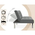 thumbnail image 3 of Naomi Home Futon Frames & Sets Tufted Split Back Futon Sofa Bed, Linen and Chrome, Gray, 3 of 16