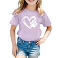 thumbnail image 4 of Toddler Girl Shirts Valentine Day Crew Neck T Shirt Cute Puppy Heart Print Short Sleeve Breathable Fabric Shirts for Girls Purple 11 Years-12 Years, 4 of 4