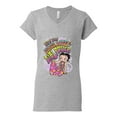 thumbnail image 2 of Wild Bobby Betty Boop Peace, Love and Girl Power Betty Boop Women’s Standard V-Neck Tee, Heather Grey, XX-Large, 2 of 5