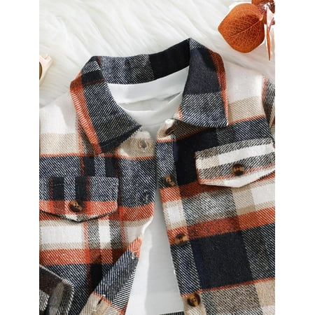 

Plaid Print Collar Overcoat Long Sleeve Multicolor Baby Coats (Baby s)