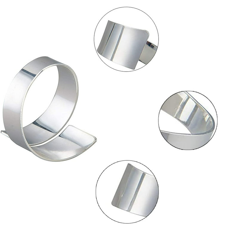 Set Of 12 Silver Napkin Rings Metal Spiral Round Smooth Napkin